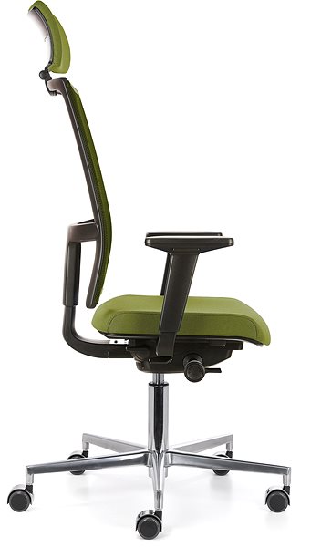 Office Chair EMAGRA TAU Green with Aluminium Cross Lateral view