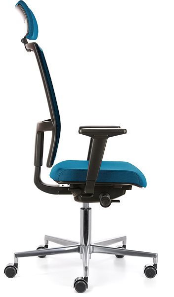 Office Chair EMAGRA TAU Blue with Aluminium Cross Lateral view