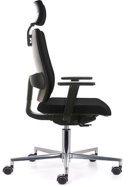 Irodai szék EMAGRA BUTTERFLY fekete, alumínium lábkereszttel Oldalnézet