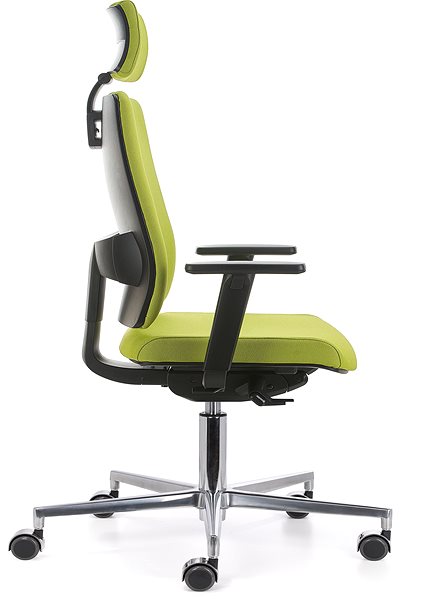 Kancelárska stolička EMAGRA BUTTERFLY zelená s hliníkovým krížom Bočný pohľad