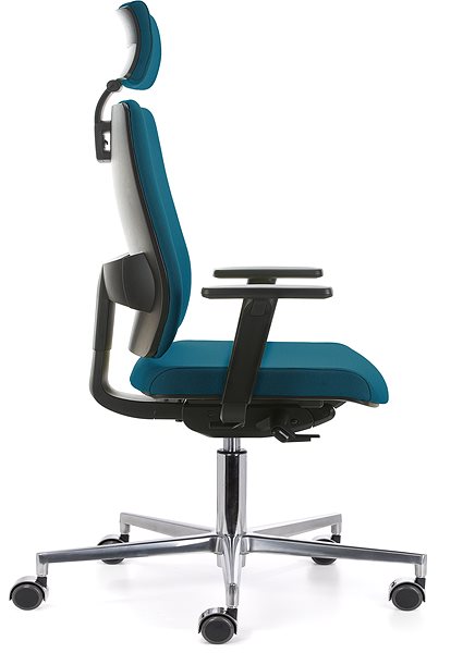 Kancelárska stolička EMAGRA BUTTERFLY modrá s hliníkovým krížom Bočný pohľad