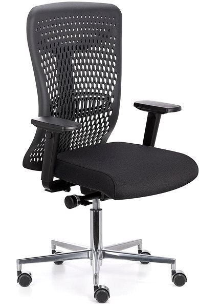 Kancelárska stolička EMAGRA ATHENA čierna s hliníkovým krížom Bočný pohľad