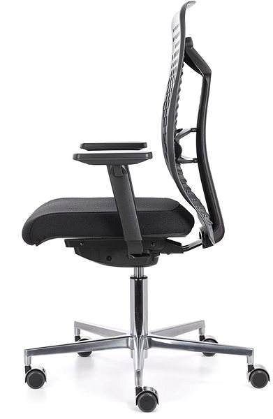 Kancelárska stolička EMAGRA ATHENA čierna s hliníkovým krížom Bočný pohľad