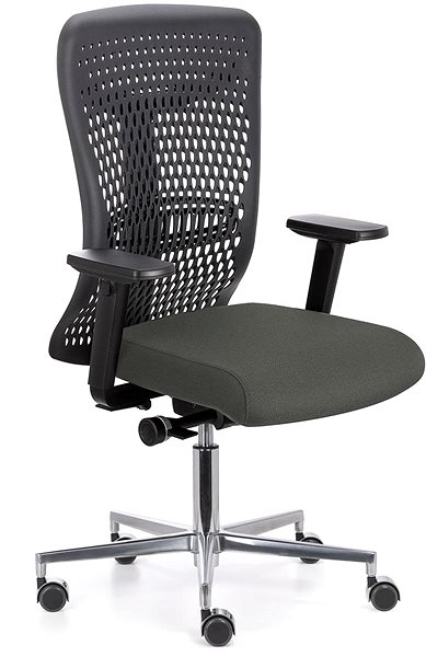Kancelárska stolička EMAGRA ATHENA sivá s hliníkovým krížom Bočný pohľad