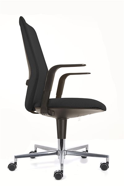 Kancelárska stolička EMAGRA FLAP čierna s hliníkovým krížom Bočný pohľad