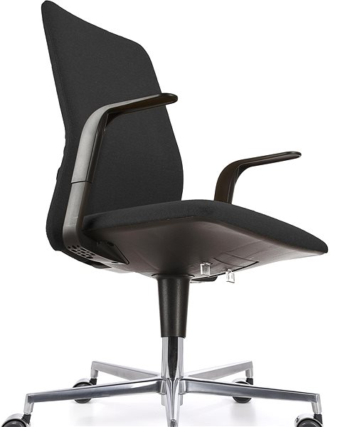 Kancelárska stolička EMAGRA FLAP čierna s hliníkovým krížom Bočný pohľad
