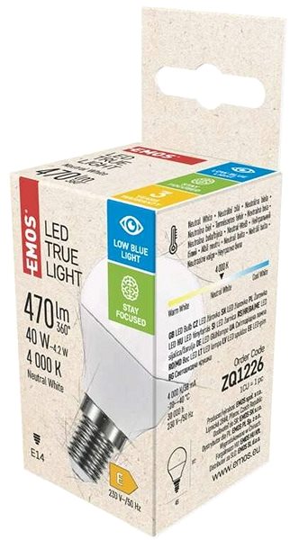 LED Bulb EMOS LED bulb True Light Mini Globe 4,2W E14 neutral white ...
