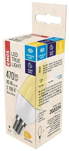 LED Bulb EMOS LED bulb True Light Candle 4,2W E14 warm white ...