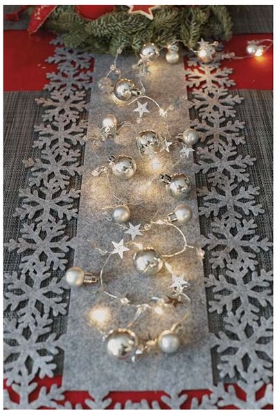 Fényfüzér EMOS LED karácsonyi fényfüzér – ezüst gömb csillagokkal 1,9 m, 2× AA, beltéri, meleg fehér, időzítő ...