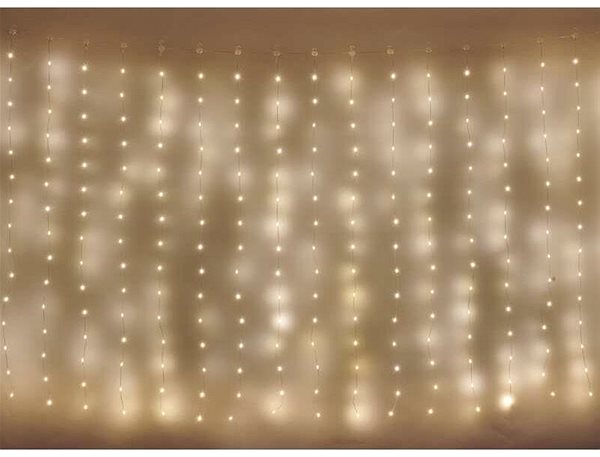 Svetelná reťaz EMOS LED vianočná nano reťaz – záclona, 2,9 × 1,5 m, vonkajšia aj vnútorná, teplá biela, programy ...
