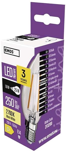 LED-Birne EMOS LED Birne Filament Kerze 1,8 Watt E14 - warmweiß ...