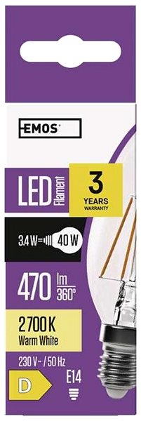 LED-Birne EMOS LED Birne Filament Kerze 3,4 Watt E14 - warmweiß ...