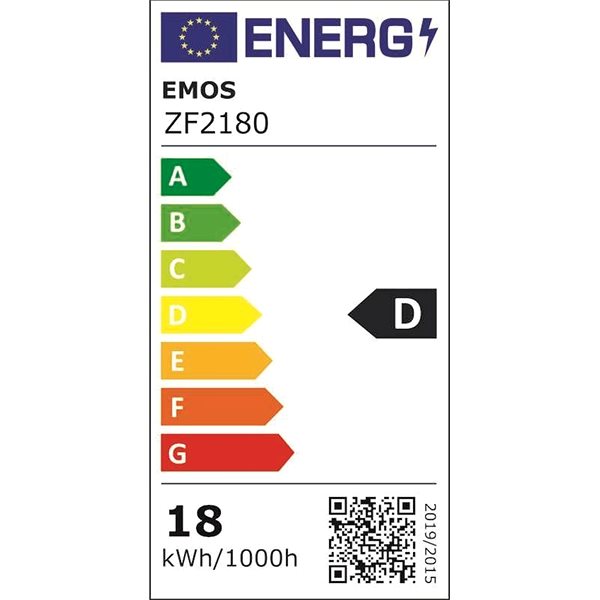 LED žiarovka EMOS LED žiarovka Filament G125 18W E27 teplá biela Energetický štítok