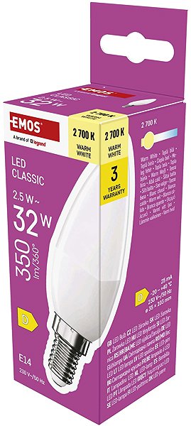 LED-Birne EMOS Classic Kerze, E14, 2,5 W (32 W), 350 lm, warmweiß ...