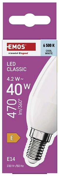 LED-Birne EMOS Classic Kerze, E14, 4,2 W (40 W), 470 lm, kaltweiß ...