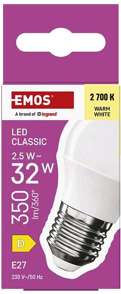 LED-Birne EMOS Classic Mini Globe, E27, 2,5 W (32 W), 350 lm, warmweiß ...