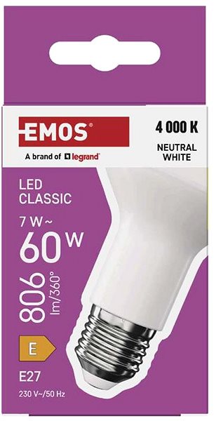 LED-Birne EMOS Classic R63, E27, 7 W (60 W), 806 lm, Neutralweiß ...