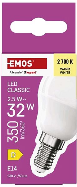 LED izzó EMOS Classic Mini Globe, E14, 2,5 W (32 W), 350 lm, meleg fehér ...