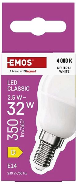 LED izzó EMOS Classic Mini Globe, E14, 2,5 W (32 W), 350 lm, semleges fehér ...