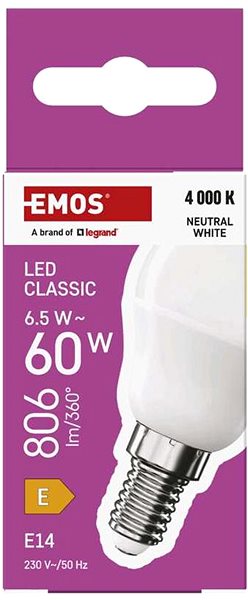 LED žiarovka EMOS Classic Mini Globe, E14, 6,5 W (60 W), 806 lm, neutrálna biela ...