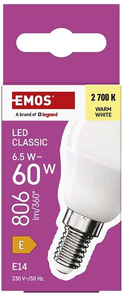LED žiarovka EMOS Classic Mini Globe, E14, 6,5 W (60 W), 806 lm, teplá biela ...