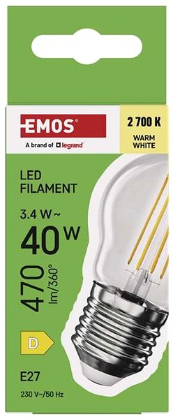 LED izzó EMOS Filament Mini Globe E27 3,4 W (40 W) 470 lm, melegfehér ...