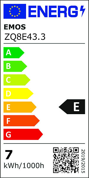 LED-Birne EMOS Classic MR16, GU10, 7 W (60 W), 806 lm, neutralweiß, 3 Stück Energielabel
