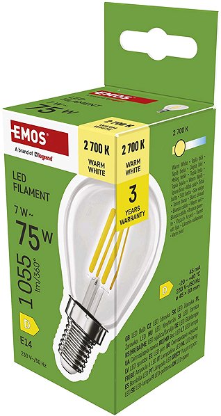 LED-Birne EMOS Filament Mini Globe, E14, 7 W (75 W), 1055 lm, warmweiß ...