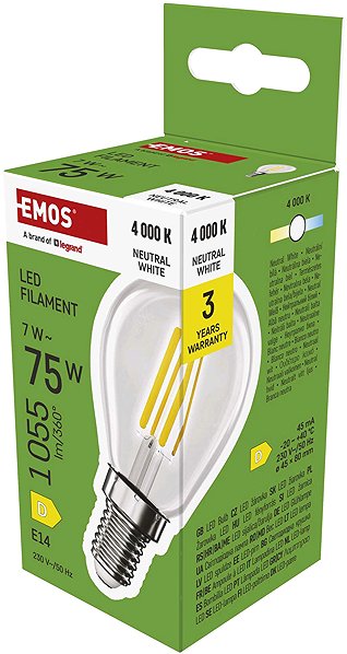 LED-Birne EMOS Filament Mini Globe, E14, 7 W (75 W), 1055 lm, neutralweiß ...