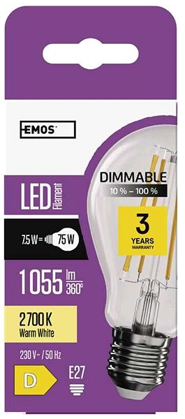 LED žiarovka EMOS LED žiarovka A60 E27 7,5 W 1055 lm teplá biela ...