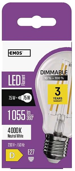 LED žiarovka EMOS LED žiarovka A60 E27 7,5 W 1055 lm neutrálna biela ...