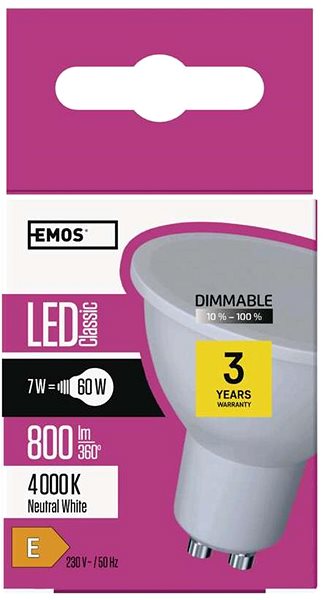 LED žiarovka EMOS LED žiarovka MR16 GU10 7 W 800 lm neutrálna biela ...