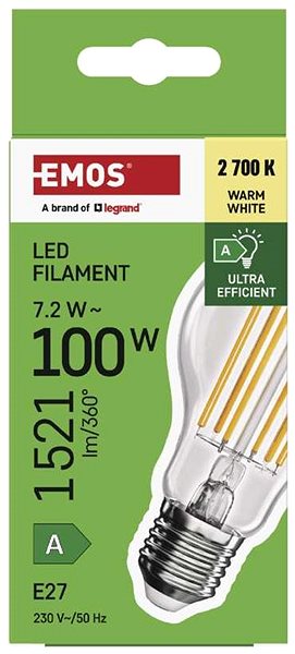 LED žiarovka EMOS LED žiarovka A60 A CLASS E27 7,2 W 1521 lm teplá biela ...