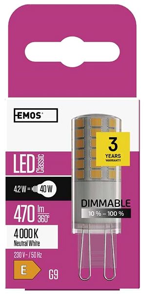 LED Bulb EMOS LED bulb JC G9 4,2 W 470 lm neutral white ...