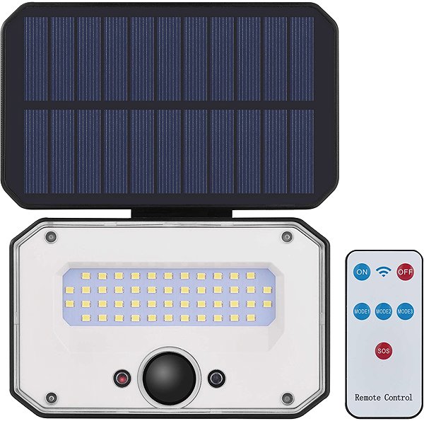 LED Reflector EMOS SPILO solar, with motion sensor, 1500 lm, black, warm white ...
