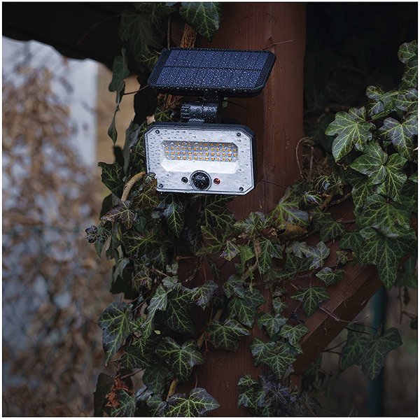 LED Reflector EMOS SPILO solar, with motion sensor, 1500 lm, black, warm white ...