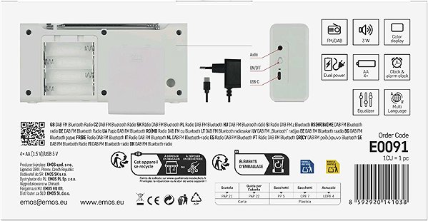 Radio EMOS tragbar mit Bluetooth, DAB / DAB+ / FM, weiß ...