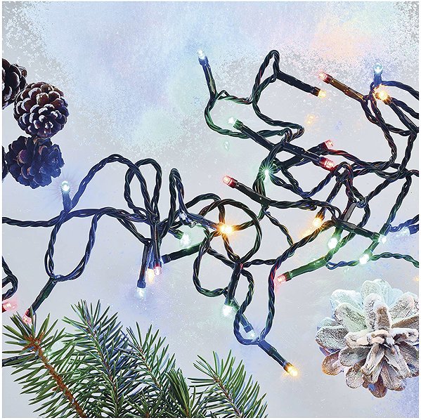 Lichterkette EMOS LED- Weihnachtskette, 8 m, für den Außen- und Innenbereich, mehrfarbig, Programme, Zeitschaltuhr ...