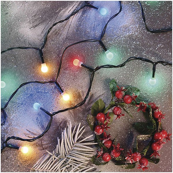 Lichterkette EMOS LED-Weihnachts-Cherry-Kette - rund, 30 m, innen und außen, multicolor, Programme, Timer ...