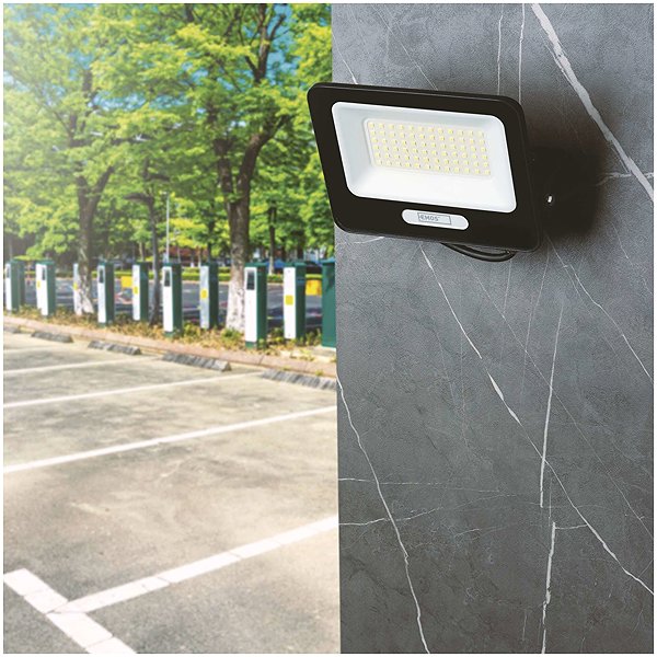 LED Reflector EMOS GLARO 50 W, black, IP65, 5000 lm, neutral white ...