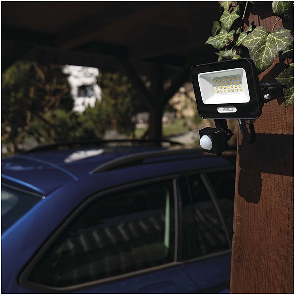 LED Reflector EMOS GLARO with motion sensor, 20 W, black, IP54, 2000 lm, neutral white ...