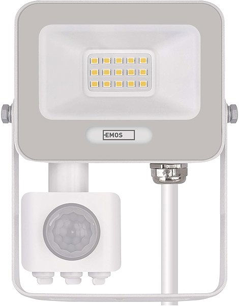 LED Reflector EMOS GLARO with motion sensor, 10 W, white, IP54, 1000 lm, neutral white ...