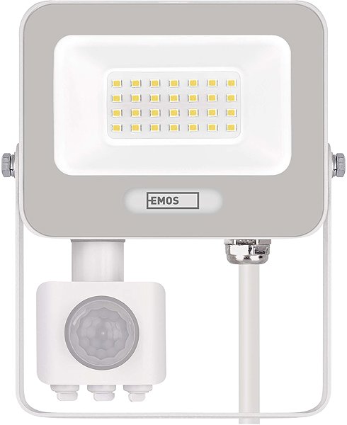 LED Reflector EMOS GLARO with motion sensor, 20 W, white, IP54, 2000 lm, neutral white ...