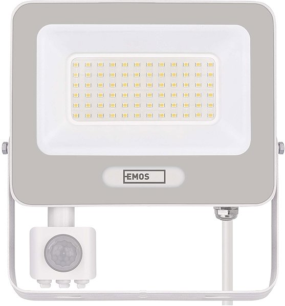 LED Reflector EMOS GLARO with motion sensor, 50 W, white, IP54, 5000 lm, neutral white ...