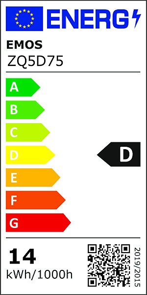 LED-Birne EMOS Classic A60, E27, 14 W (120 W), 1901 lm, warmweiß Energielabel