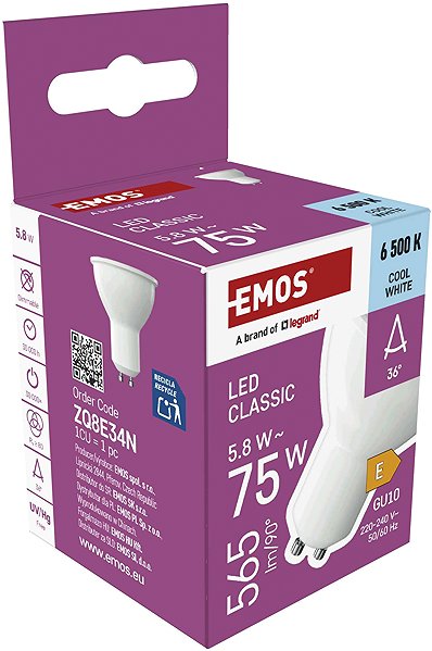 LED-Birne EMOS Classic MR16 weiß, GU10, 5,8 W (75 W), 565 lm, kaltweiß ...