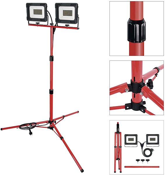 LED Reflector EMOS ELION, 2×50W + Tripod, Red, Neutral White ...