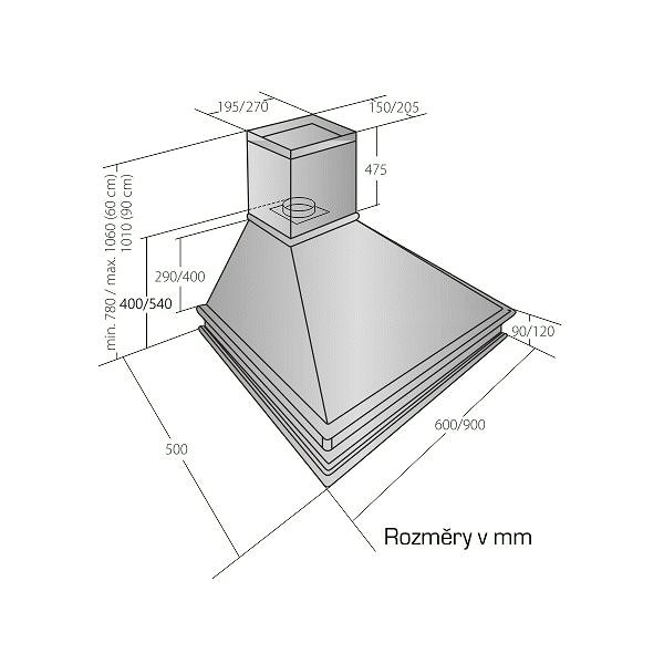 Extractor Hood CATA EMPIRE KD 303060 Technical draft