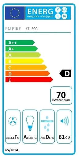 Extractor Hood CATA EMPIRE KD 303060 Energy label