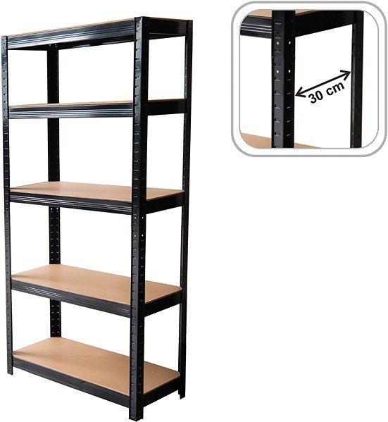 Shelving Unit EMPT Metal shelf rack, 180 × 90 × 30 cm, black ...